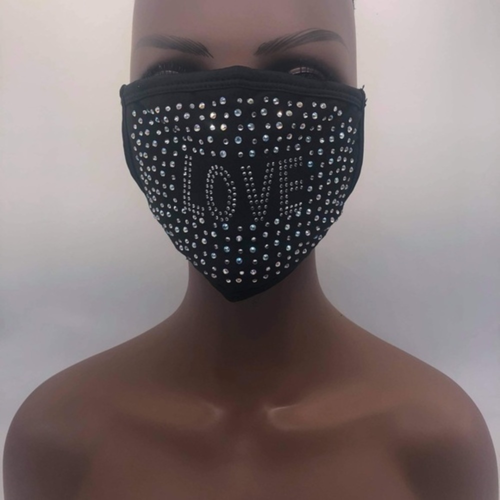 Fashion Rhinestone Love Bling Face Mask‎